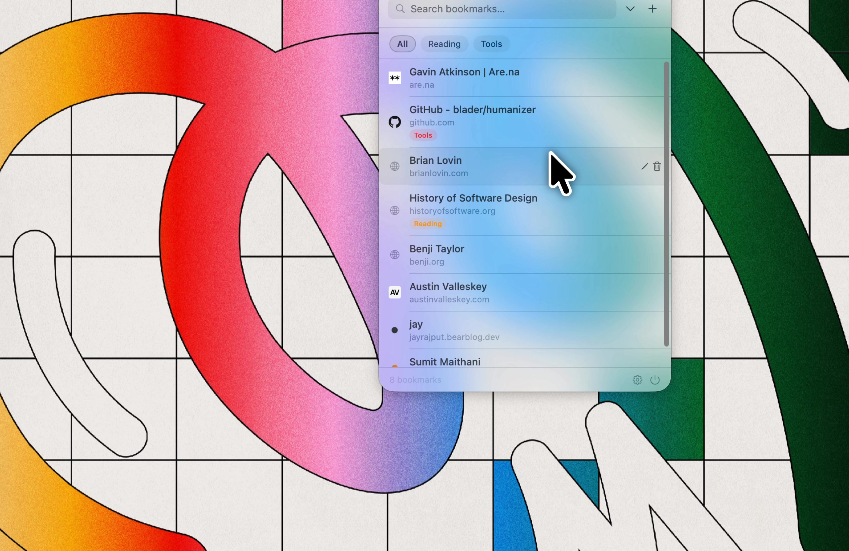 Tabby menu bar dropdown